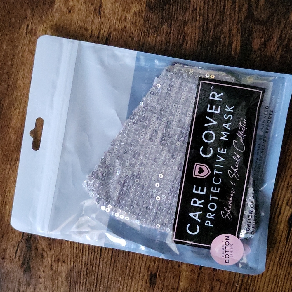 Care Cover Silver Sequin Face Mask